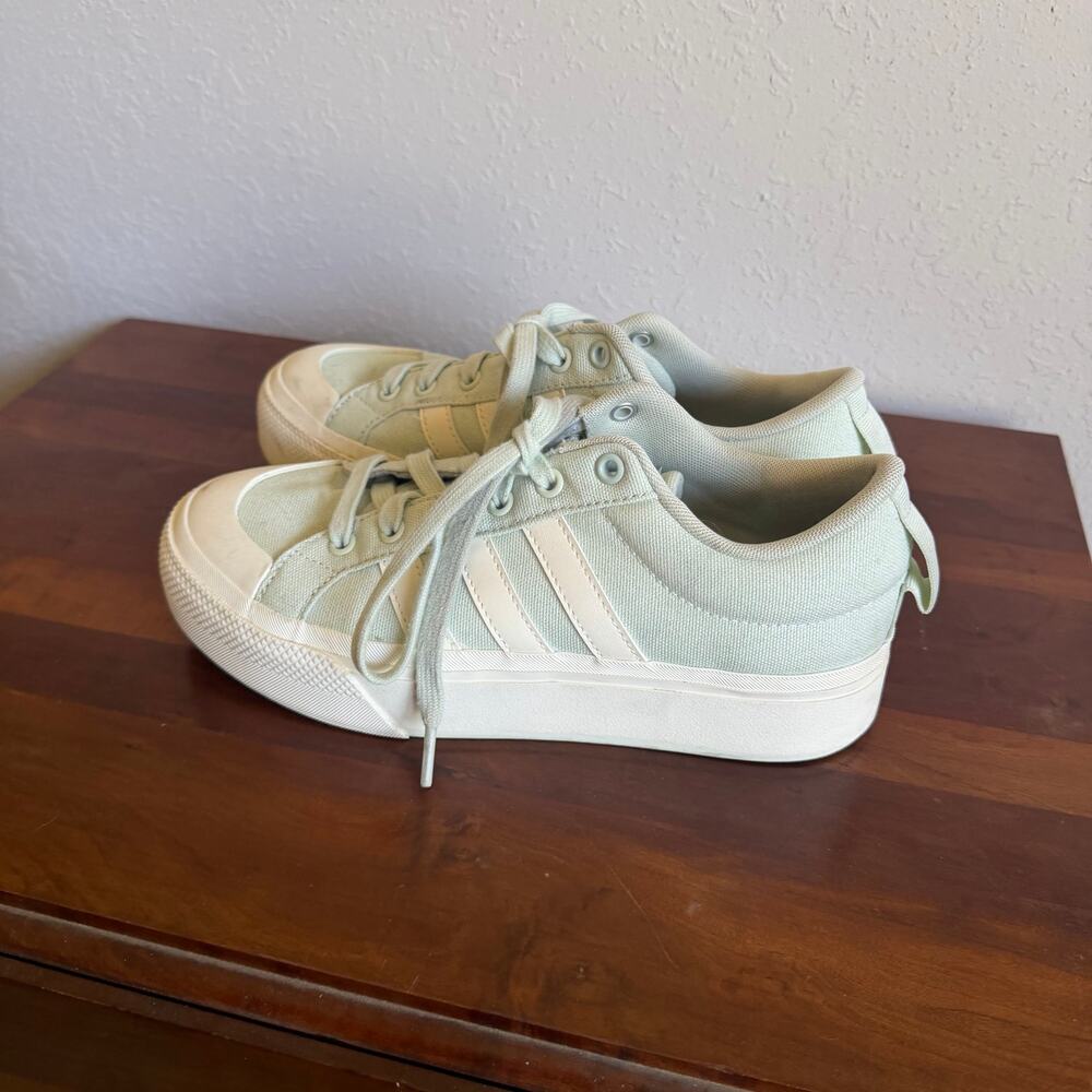 Adidas Bravado 2.0 Platform Light Green White Lace Up Casual Sneaker Womens 8 - Picture 3 of 7